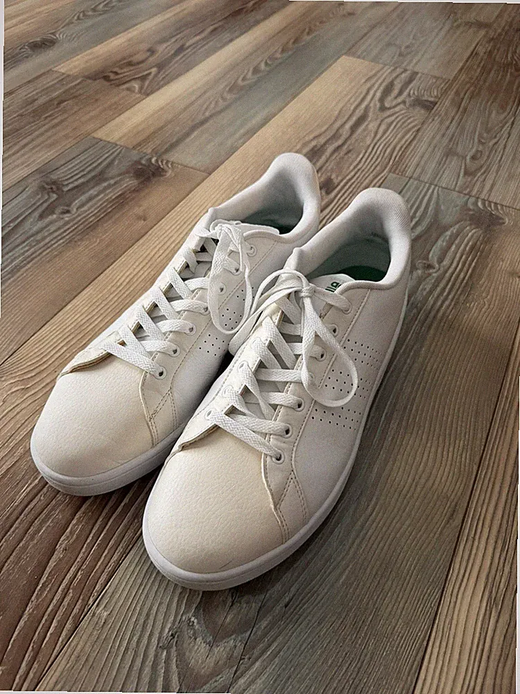 Adidas Men's Breathable Advantage Athletic Shoes White/Cream/Green Size 13