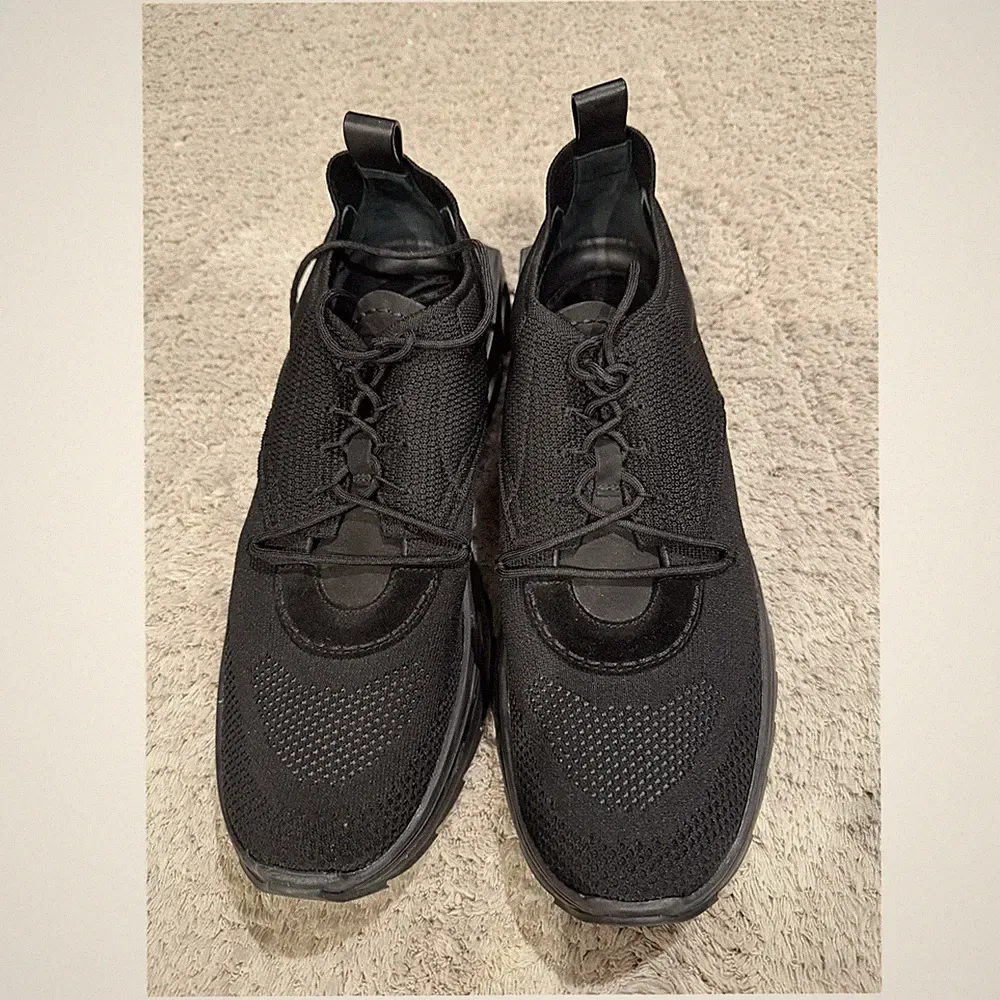Black Mesh Lace Up Breathable Lightweight Men's Athletic Sneakers for Walking