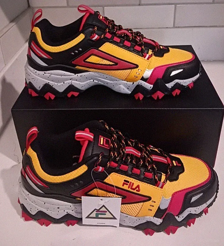 Fila OM TR Hiking Shoes Gold Fusion Black Red Men's Sz 9.5 Hiking Trail Sneakers